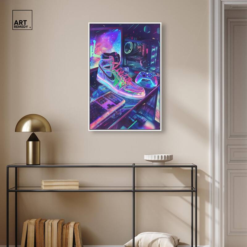 Neon Gaming Set Up Canvas by Art Remedy