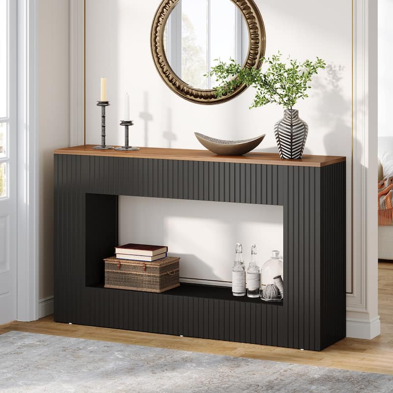 Modern Console Table, 55-Inch Wood Entryway Table with Storage