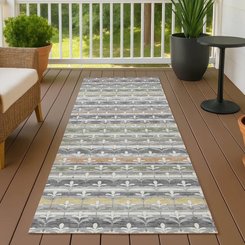 Machine Washable Indoor/ Outdoor Stripe Bramlage Chantille Rug - Gray - 2'3" x 7'6"