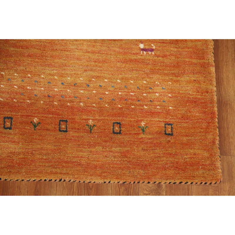 Hand Knotted Oriental 100% Wool Carpet Tribal Tribal Oranges & Rust Gabbeh Area Rug - 7' 8'' X 4' 11''