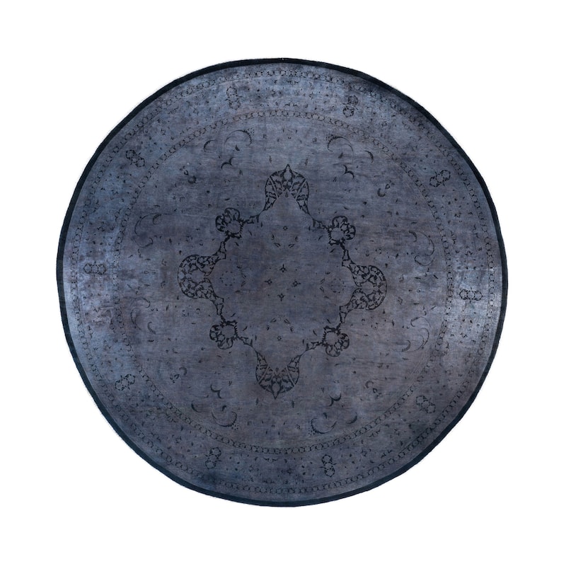 Overdyed One-of-a-Kind Hand-Knotted Area Rug - Gray - 12' 1" x 12' 2"