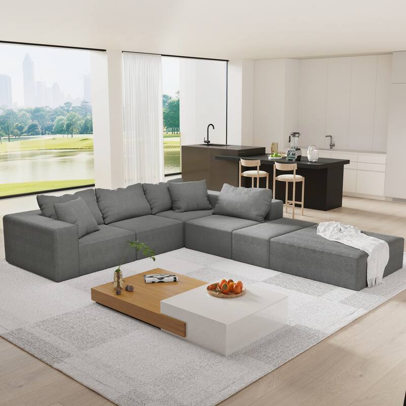 Modular L Shaped Sectional Sofa 6 Seat Convertible Cloud Couch, Free Combination
