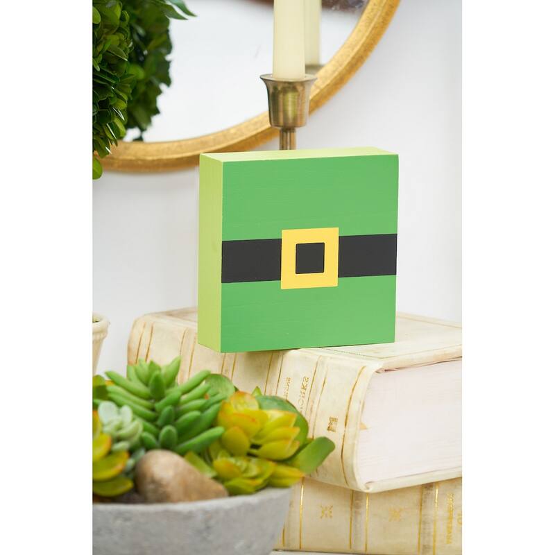 4.75" St. Patrick's Day Belt Single Table Sitter Shelf Block Centerpiece Figurine