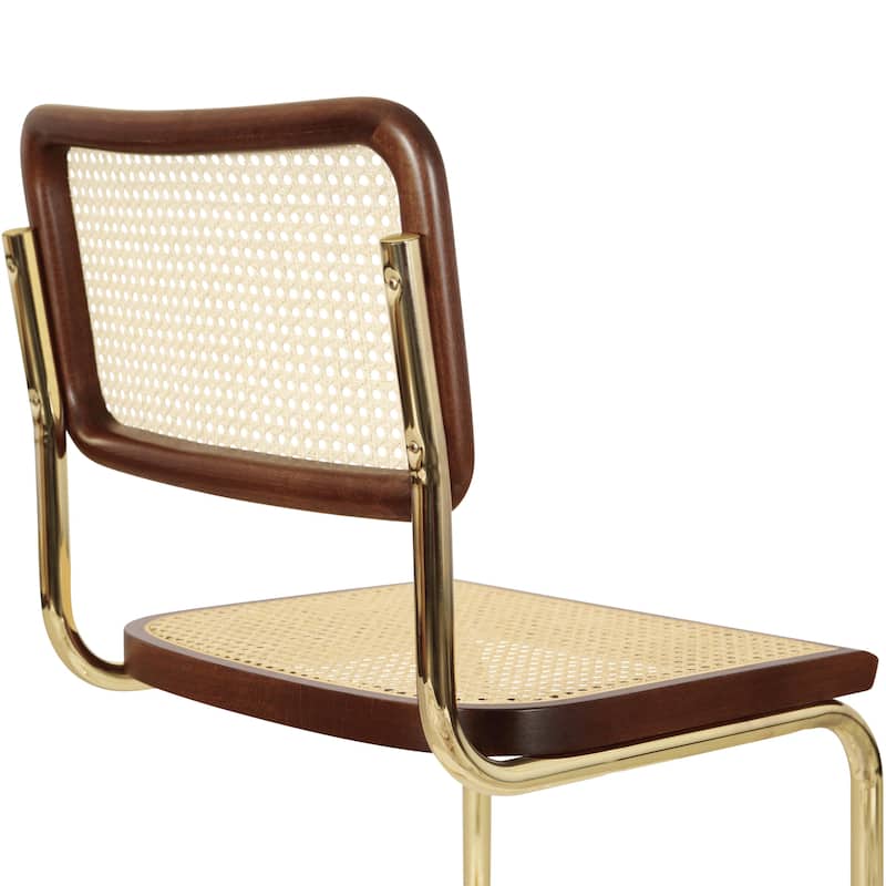 Breuer Chair Company Marcel Breuer Cesca Cane Cantilever Side Chair w/ Brass Steel Frame (Various Wood & Cane Colors)