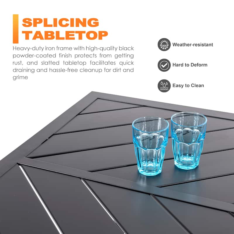 7-Piece Metal Padded Textilene Patio Dining Set with Umbrella Hole