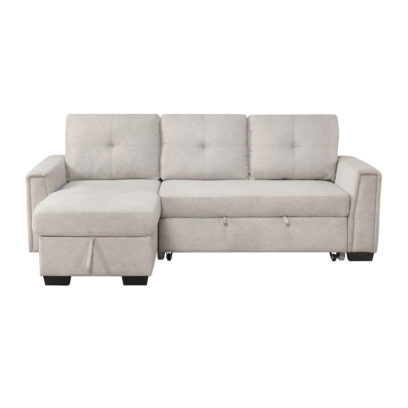 Darla 93" Textured 2-Piece Sectional Sofa with Chaise and Pull-out Bed