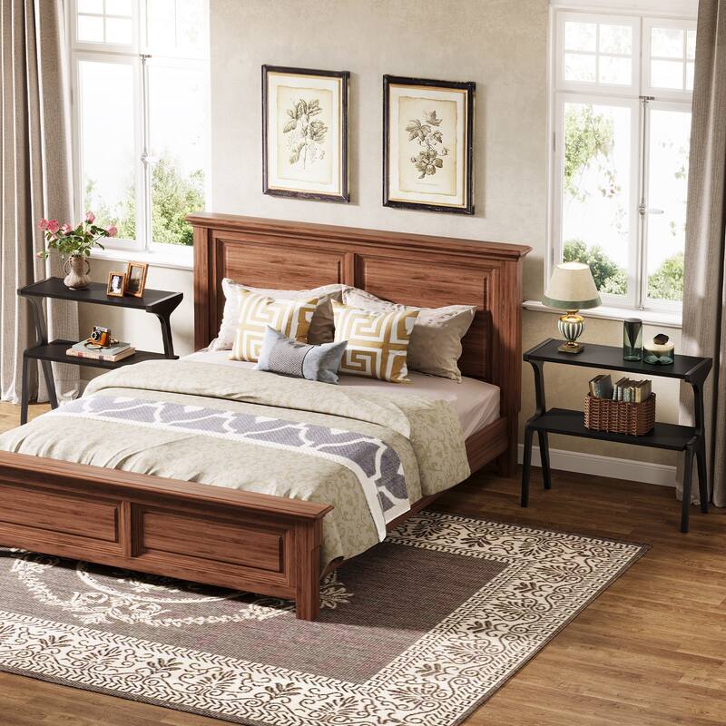 Modern SideTable with Storage Shelf, Sofa End Table with Solid Wood Legs, Bedside Table, Nightstand for Bedroom, Living Room