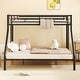 preview thumbnail 5 of 10, Twin XL over Queen Metal Bunk Bed with Ladder and Guardrails, Black