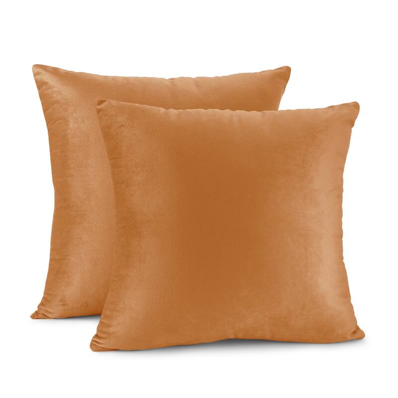 Porch & Den Cosner Microfiber Velvet Throw Pillow Covers (Set of 2) - 16" x 16" - Rust Orange Brown