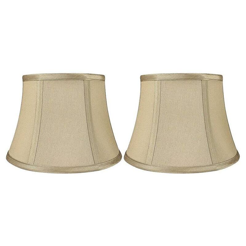 Faux Silk Bell Lamp Shade, 7" Top, 10" Bottom, 7" Slant - Set of 2 - Golden Taupe