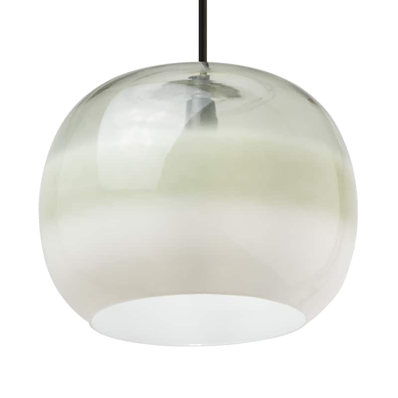 Adelaide River of Goods Gold Metal and Green/White Glass 9.8-Inch Pendant Light with Adjustable Hanging Cord
