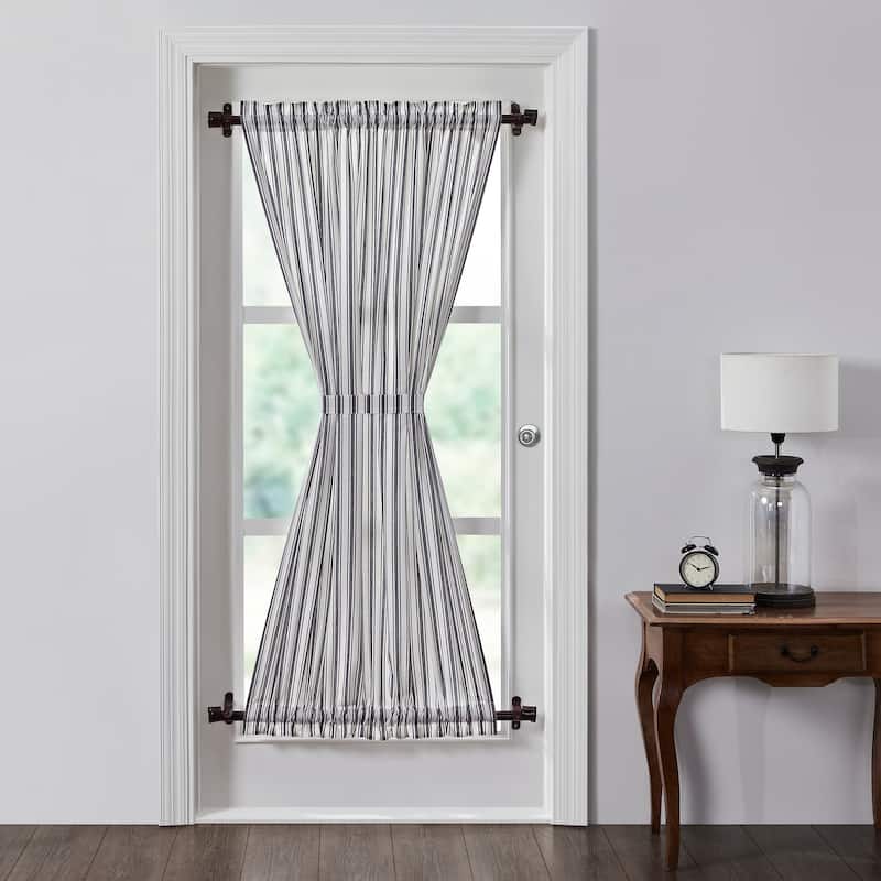 Sawyer Mill Black Ticking Stripe Door Panel 72x40 - 72x40 - 72 Inches - Black