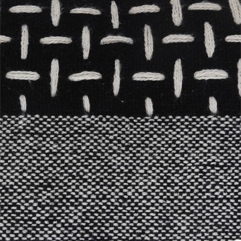 Handwoven Geometric Cotton Throw Pillow Cover - 20" - Black and White