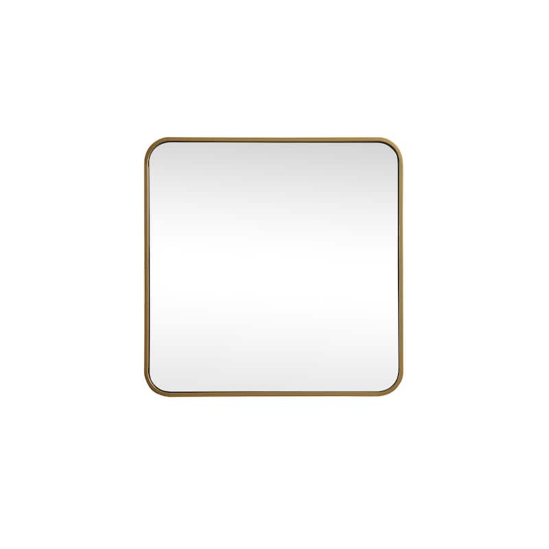 Indigo Home Soft corner metal square mirror 24x24 inch - Brass