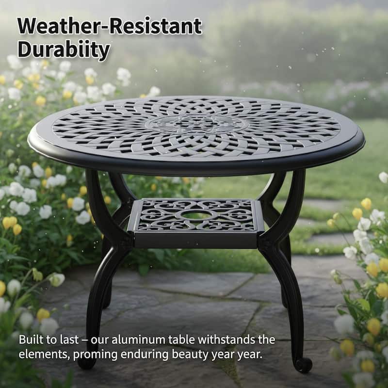 Modern Aluminum Round Coffee Table for Outdoor Spaces