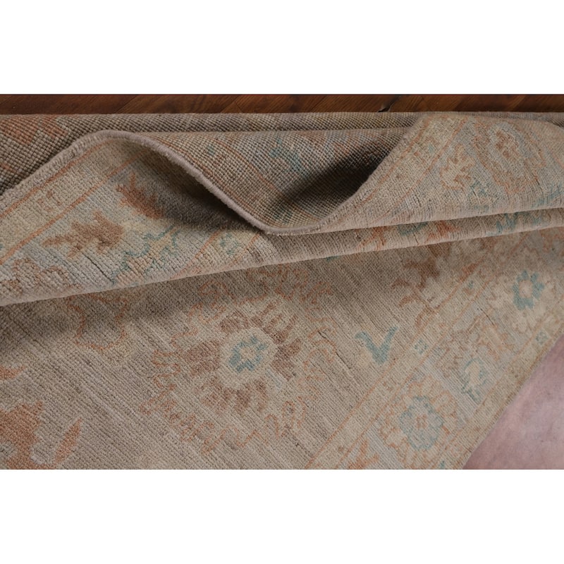 Vegetable Dye Beige Oushak Turkish Area Rug Hand-Knotted Wool Carpet - 3'10"x 5'8"