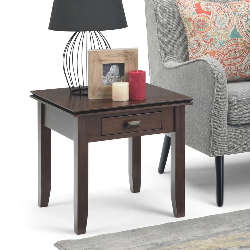 WYNDENHALL Stratford SOLID WOOD 21 inch Wide Square Transitional End Side Table - Tobacco Brown