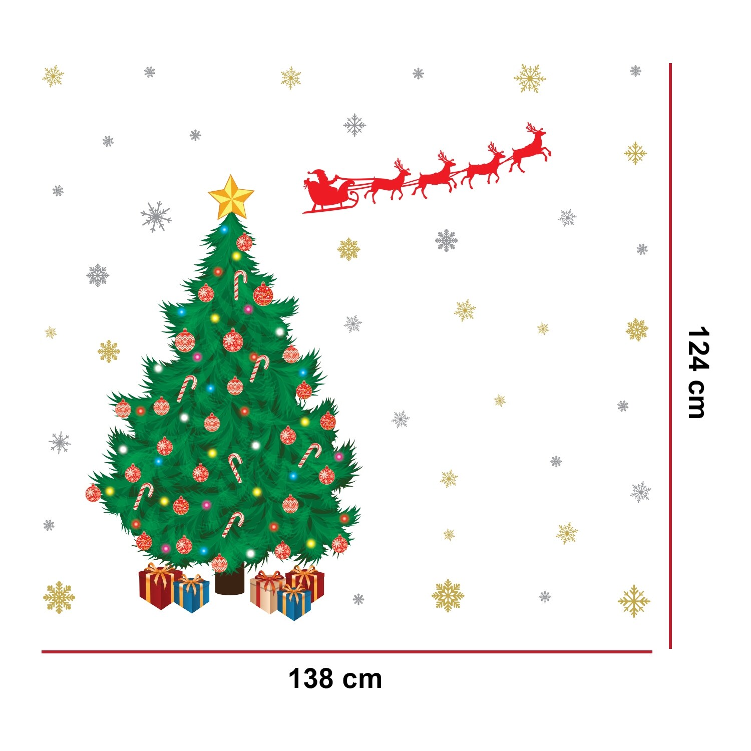 Walplus Santa's Sleigh Colorful Snowflakes Wall Sticker DIY Home