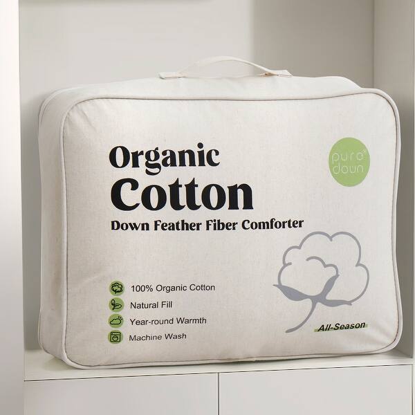 All Season 100% Organic Cotton Down Duvet Insert Medium Warmth Comforter - Queen/Full - Fawn