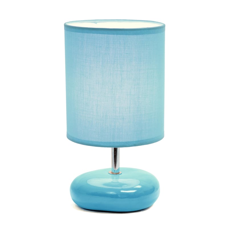 Mini Round Rock Ceramic Table Lamp with Drum Shade - 10.25" - Blue