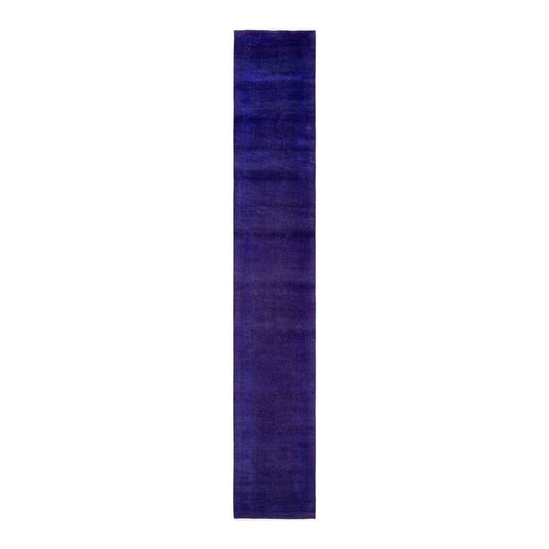Overton Hand Knotted Wool Vintage Inspired Modern Contemporary Overdyed Purple Runner Rug - 2' 8" x 17' 0"