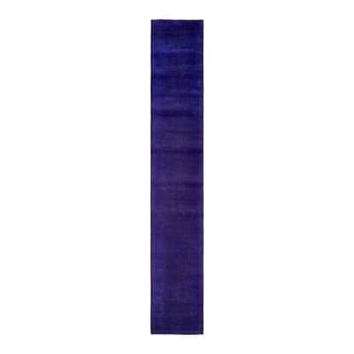 Overton Hand Knotted Wool Vintage Inspired Modern Contemporary Overdyed Purple Runner Rug - 2' 8" x 17' 0"