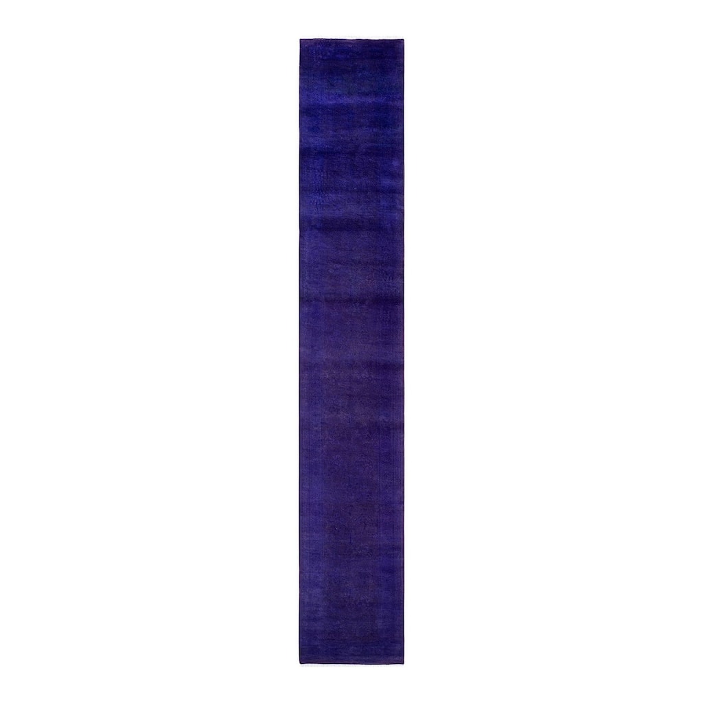 Overton Hand Knotted Wool Vintage Inspired Modern Contemporary Overdyed Purple Runner Rug - 2' 8" x 17' 0"
