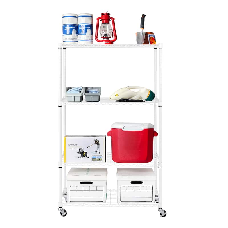 Seville Classics Heavy Duty 4-Tier Steel Wire Shelving, 36" W x 14" D x 56.5"H - White