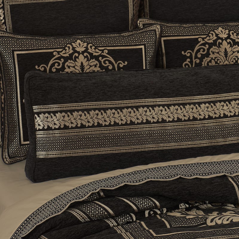 J. Queen New York Laurenza Black Bolster Decorative Throw Pillow - Accent - Polyester - Black
