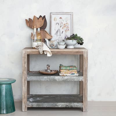 Reclaimed Wood and Metal Clad Credenza with 2 Shelves