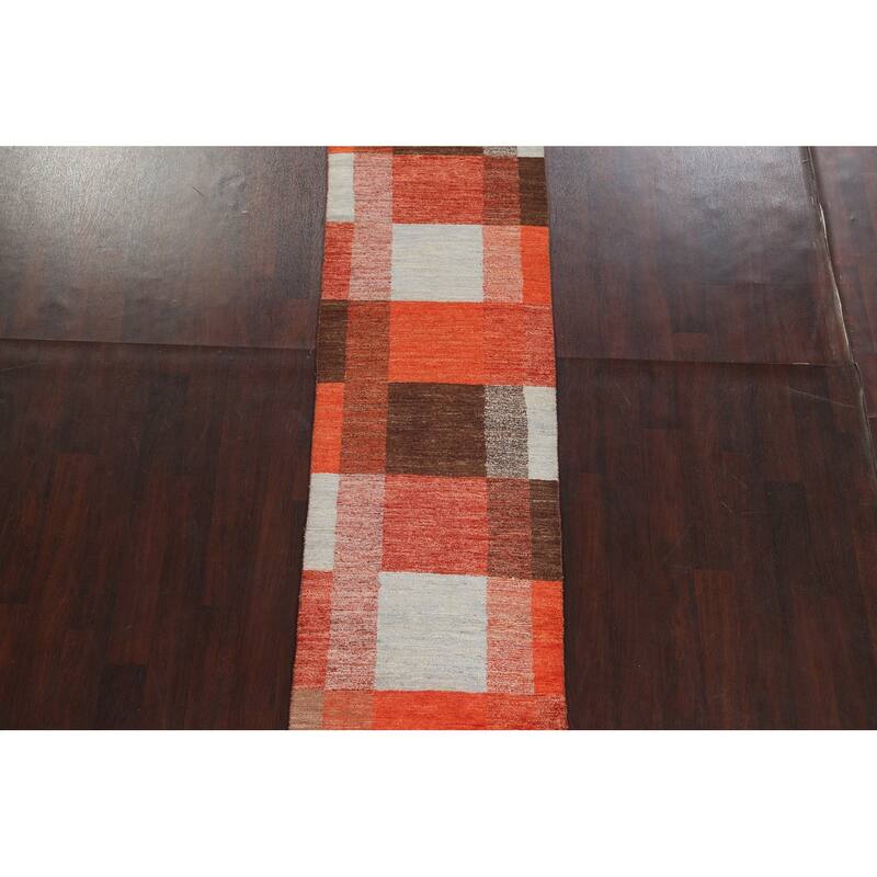 Modern Gabbeh Kashkoli Runner Rug Wool Hand-knotted Oriental Carpet - 2'8" x 8'8"