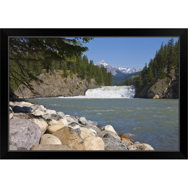 "Bow River and falls, Banff, Alberta, Canada" Black Framed Print