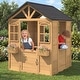 preview thumbnail 11 of 22, Kids Wooden Adventure Cottage Playhouse, Outdoor Playhouse with Functional Door, Windows, Service Station and Flower Pot Holders