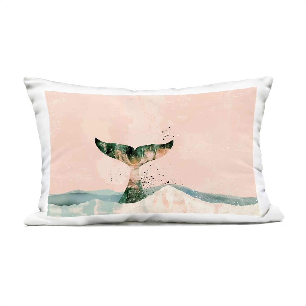 Stupell Pink Abstract Whale Tail Printed Outdoor Throw Pillow Design by Arlington Prints