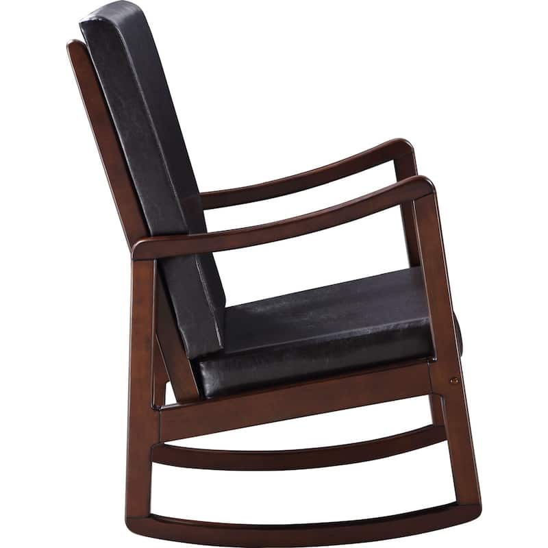 PU Upholstered Rocking Chair in Dark Brown and Espresso