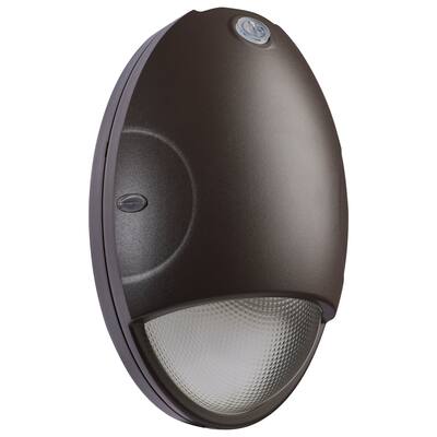 Oval Small Emergency Wall Pack LED CCT Selectable Photocell Bronze Finish