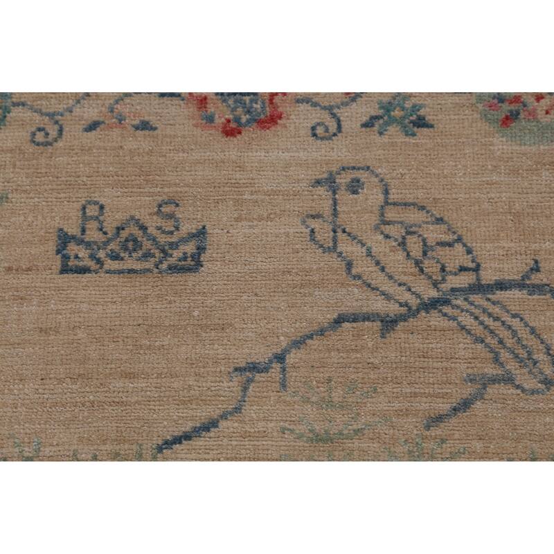 Hand Knotted Oriental 100% Wool Carpet Traditional All-Over Beige & Ivories Art Deco Area Rug - 6' 5'' X 2' 10''