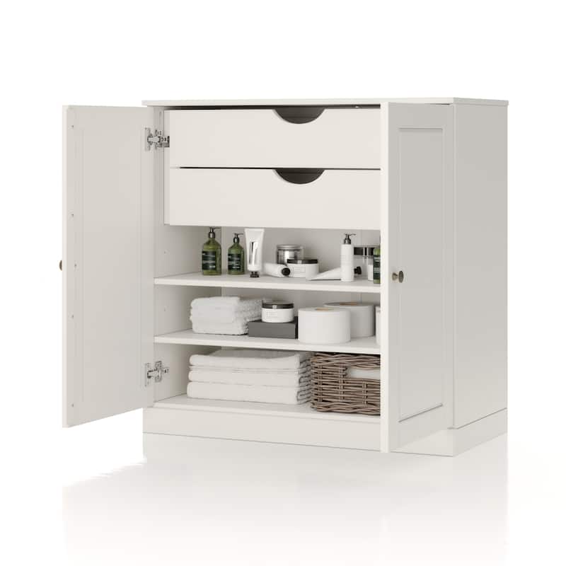 Palace Imports 100% Solid Wood 32" Bathroom Cabinet with Solid Doors, 2-Drawers and Adjustable Shelves