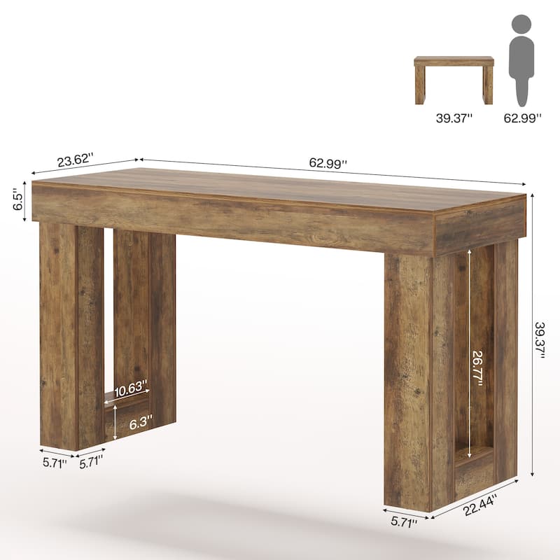 Rectangular High Top Bar Table for Kitchen, Home Bar, Living Room - N/A