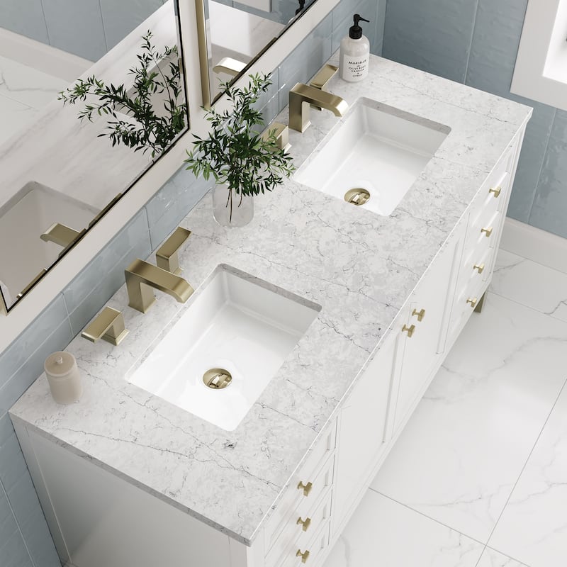 James Martin Vanities Chicago 60" Double Vanity, Glossy White