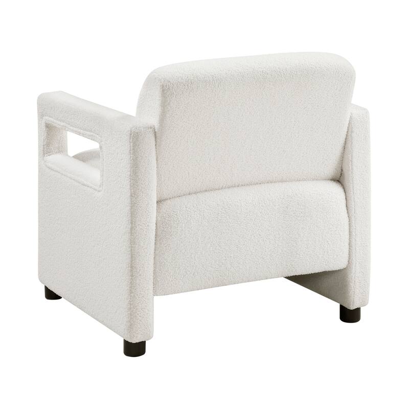 June 30" Boucle Fabric Accent Chair - Attached Cushions