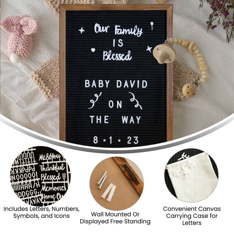 Wood Frame Letter Board with 389 PP Letters and Canvas Carry Bag
