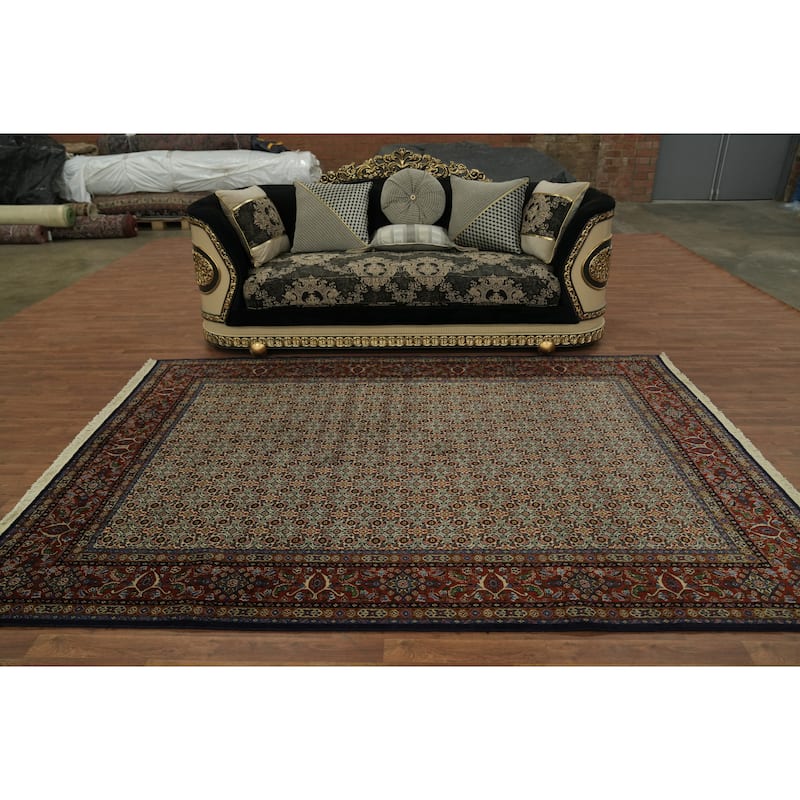Hand Knotted Oriental 100% Wool Carpet Traditional All-Over Beige & Ivories Mood Area Rug - 9' 6'' X 6' 8''