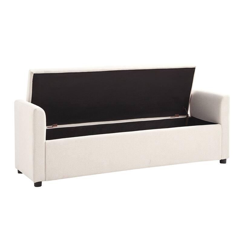 Franco Modern Upholstered Storage Bench with Two Throw Pillows and Thick Padded Cushion
