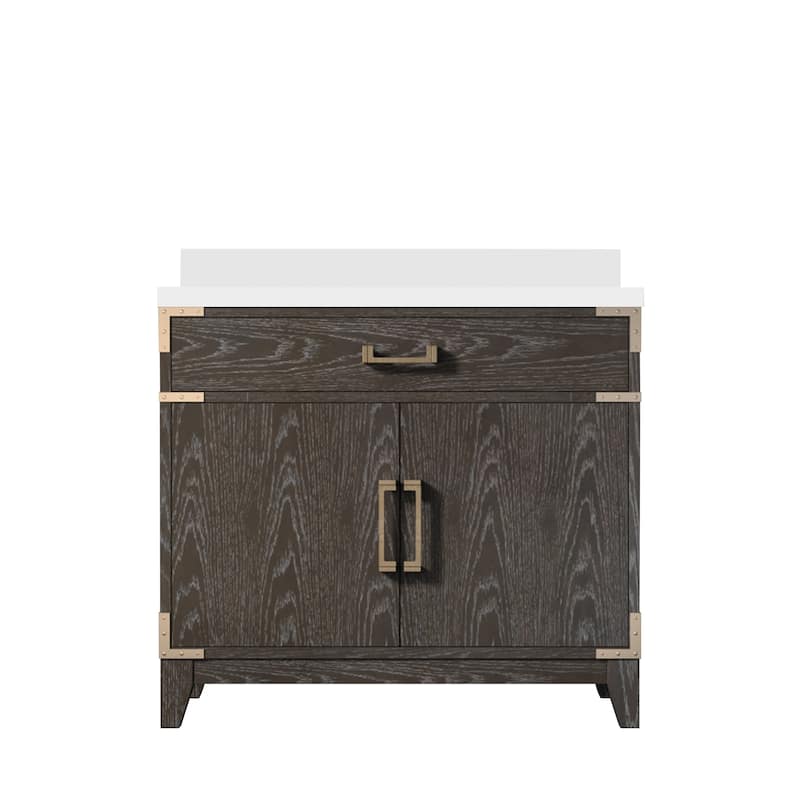 Laurel Bath Vanity with Quartz Top and Sink - 36 inch - Brown Oak