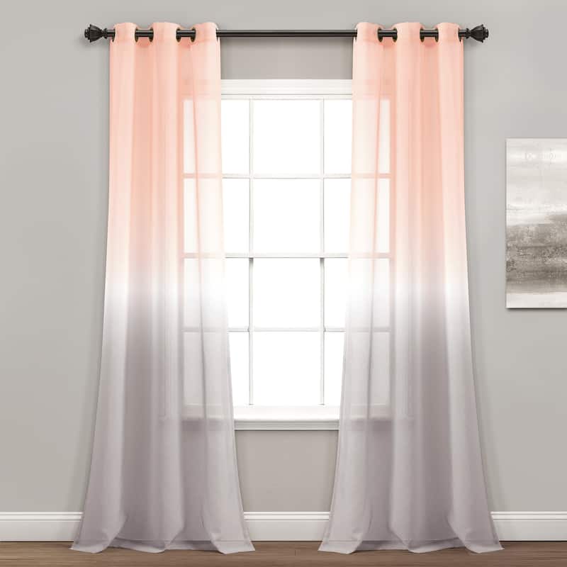 Lush Decor Umbre Fiesta Sheer Window Curtain Panel Pair - 84" x 38"