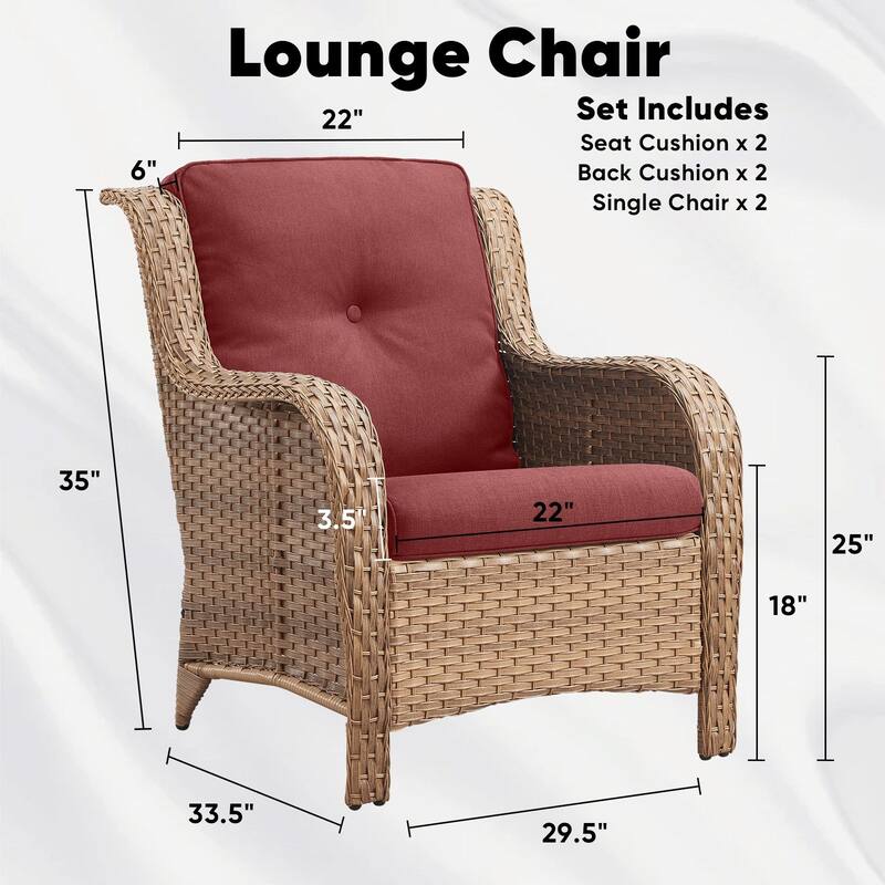 Pocassy Outdoor Patio Chairs Ottoman Table with 4 Inch Cushion