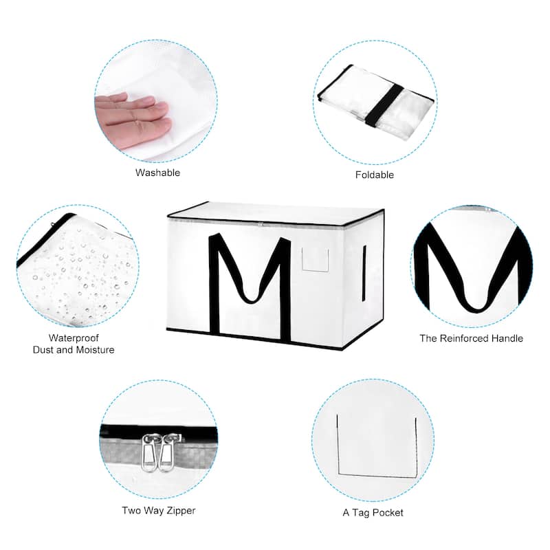 4 Pcs Extra Large Moving Bags Large Bag with Handles and Zipper - Transparent