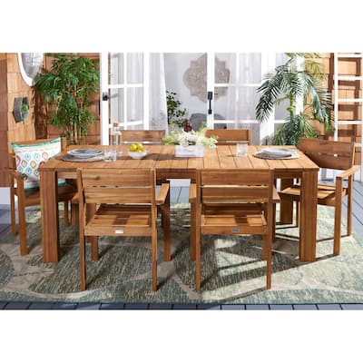SAFAVIEH Outdoor Hestia Solid Wood 7-Piece Dining Set - N/A