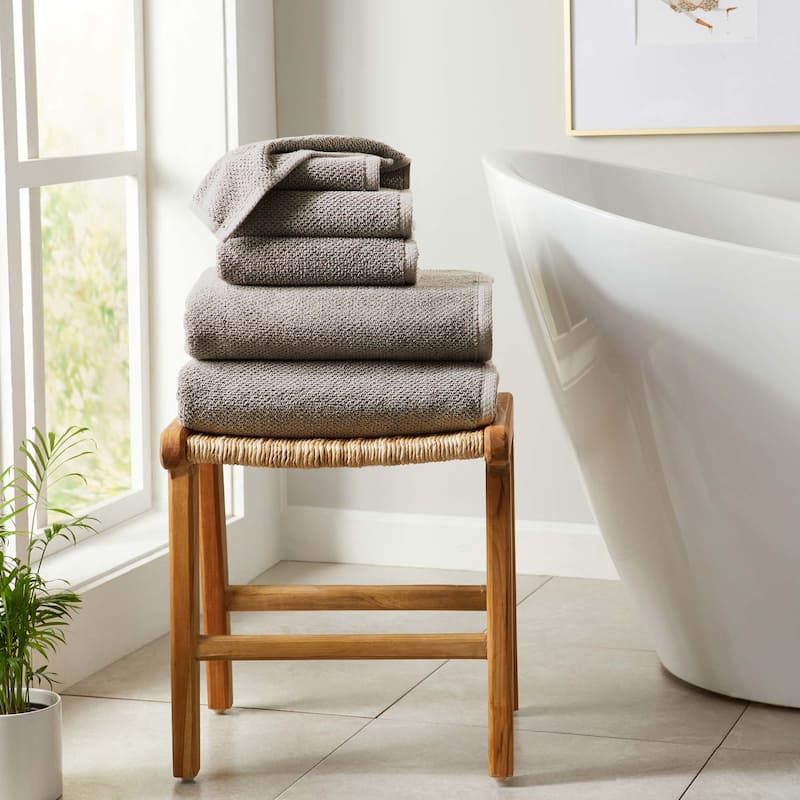 100% Cotton Acacia Collection Ultra Absorbant Popcorn Bath Towels - 6 Piece Set - DARK GREY